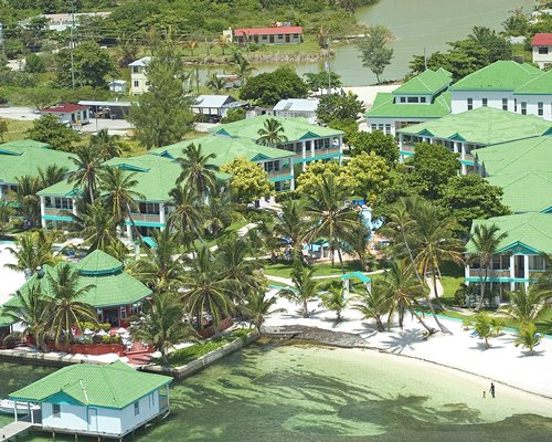 Distant view of the resort properties with a water view.