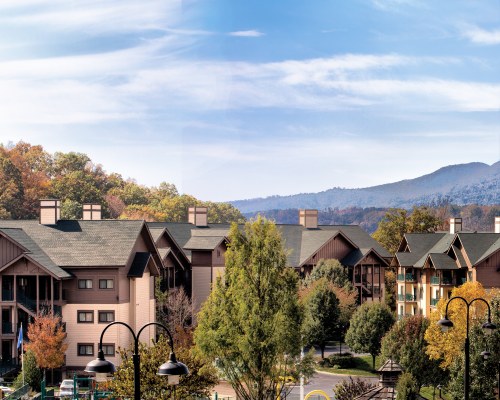 SCENIC EXTERIOR VIEW OF UNITS AT WYNDHAM SMOKY MOUNTAINS.