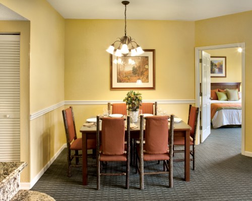 INDOOR DINING AREA ALONGSIDE THE BEDROOM WITH KING BED.