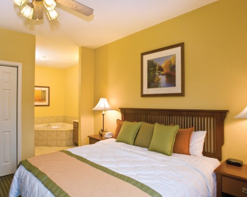 A WELL FURNISHED BEDROOM WITH BATH TUB.