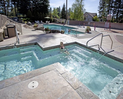 Outdoor swimming pool and hot tub.