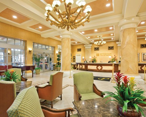 Reception and lounge area of the Wyndham Grand Desert resort.