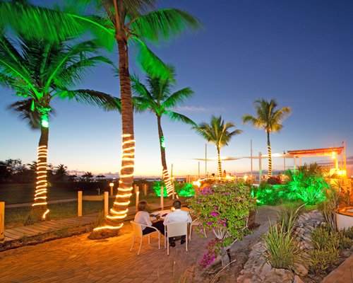 A festively decorated pathway.