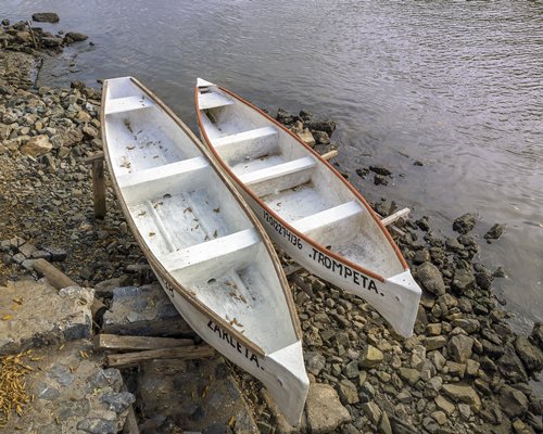 View of boats at the beach.