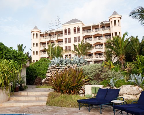 Scenic exterior view of multi story condos.