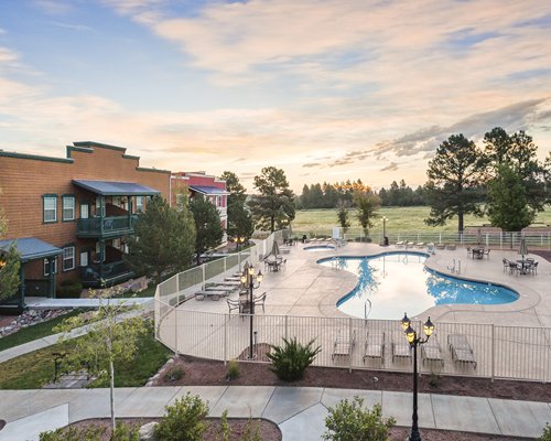 Exterior view of WorldMark Bison Ranch with an outdoor swimming pool.
