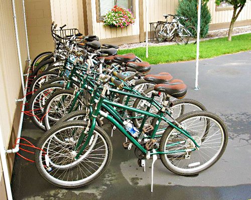 View of bikes parked outside a unit at The Pointe Hotel & Suites.