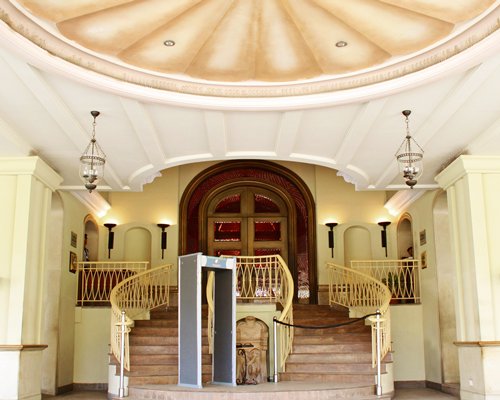 Entrance with stairways at Hilton Mumbai International Airport Hotel.