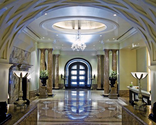 Interior view of the entrance at Hilton Mumbai Internaational Airport Hotel.