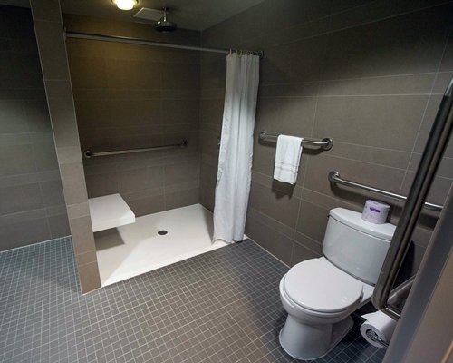 Bathroom with wheelchair access.