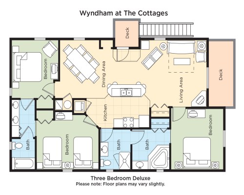 A FLOOR PLAN OF THREE BEDROOM DELUXE.