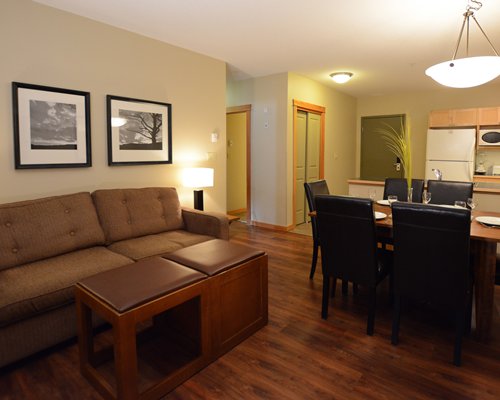 An open plan living and dining area.