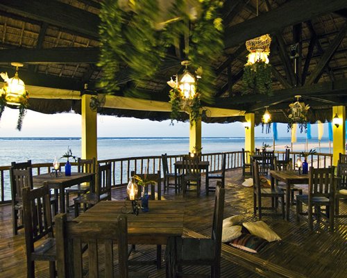 A fine dining restaurant with beach view.