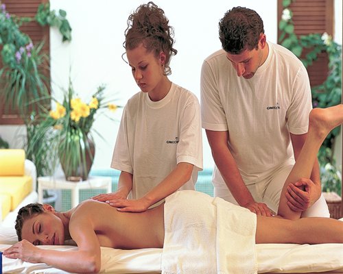 A woman having a massage at the spa.