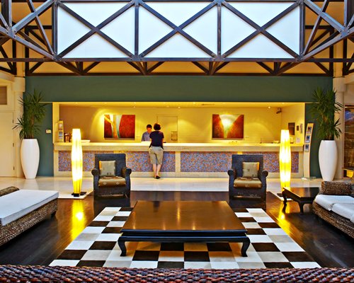 Lounge area with the reception counter at the resort.