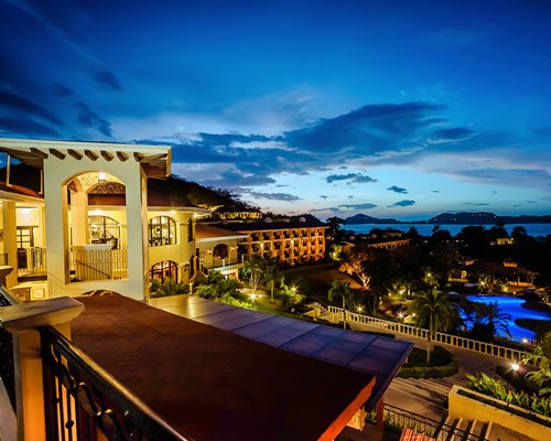 Exterior with ocean view at night.