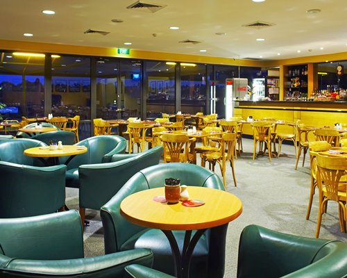 An indoor fine dining restaurant with bar.