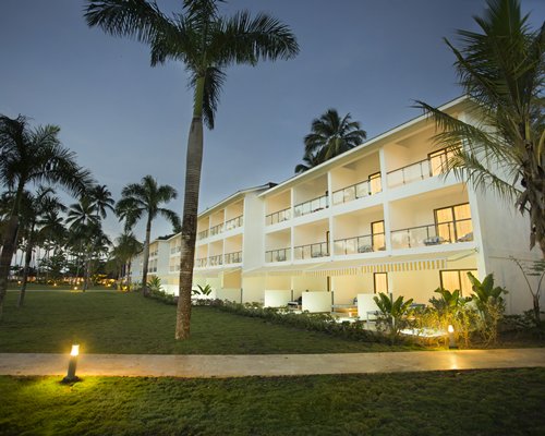 evening view of resort building at Viva Wyndham Samaná in Las Terrenas, Dominican Republic 