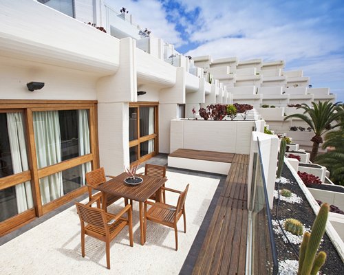 A balcony with patio.