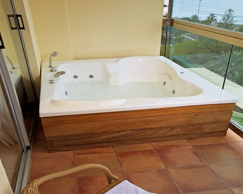 A two person jacuzzi tub.