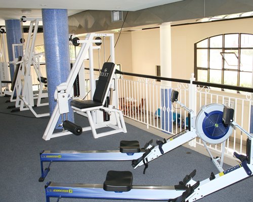 A well equipped fitness center.