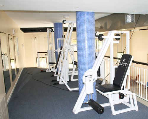 A well equipped fitness center.
