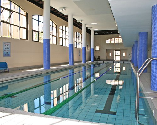 An indoor swimming pool.