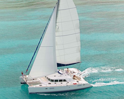 A lagoon boat on the ocean.