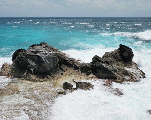A rocky outcropping on the Caribbean.