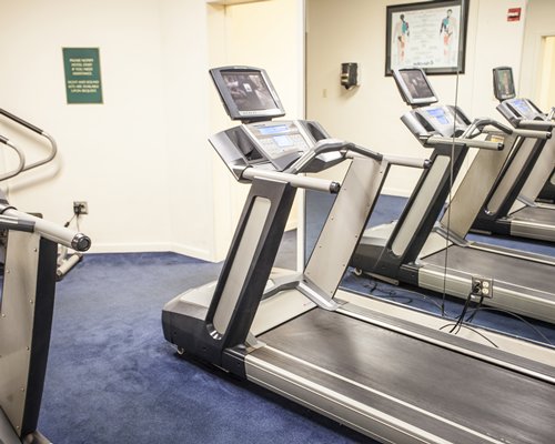 A well equipped fitness center.