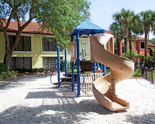 Kids playscape with a slide.