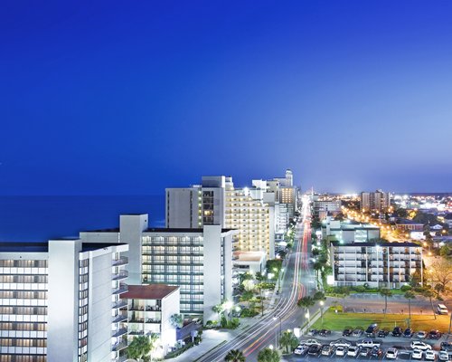 An aerial view of the multi story units.