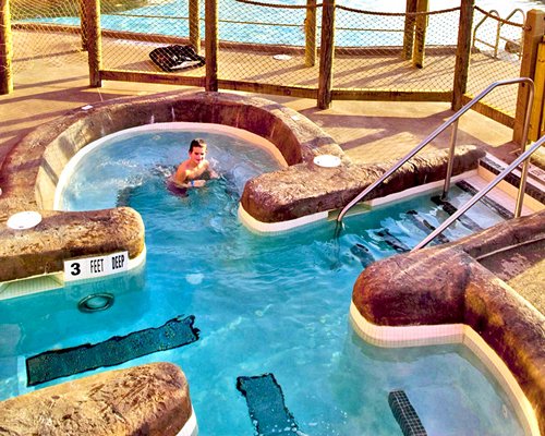 A boy in the swimming pool.