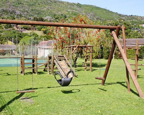A view of an outdoor playscape.