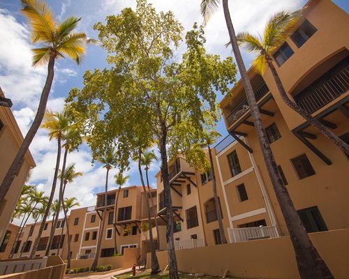 An aerial view of the resort property alongside the ocean.