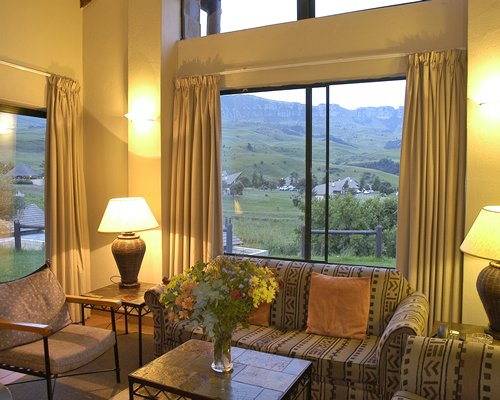 A well furnished living room with an outside view.