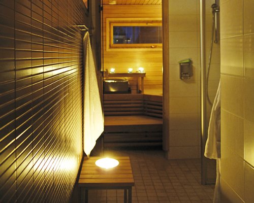 An indoor sauna.
