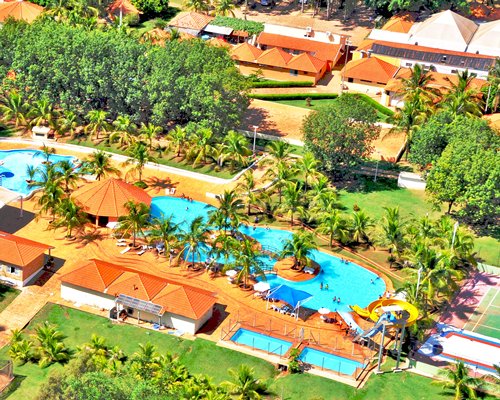 An aerial view of the resort property.