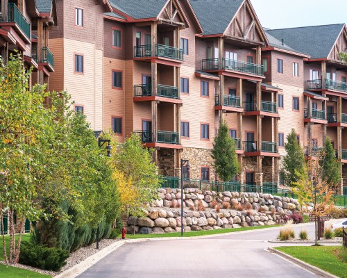SCENIC PATHWAY LEADING TO WYNDHAM VACATION RESORTS AT GLACIER CANYON.