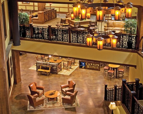 An interior balcony view of the lounge area at the resort.