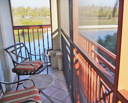 Balcony with patio.