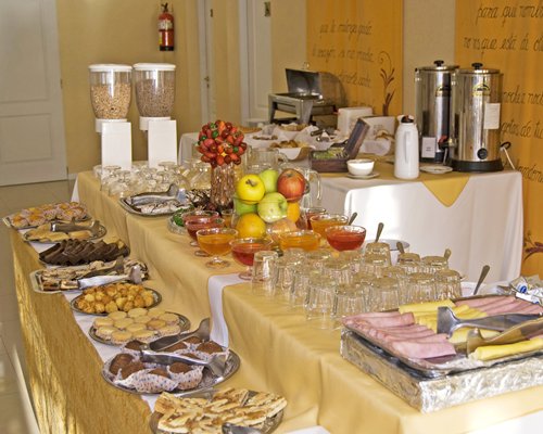 An indoor buffet area.