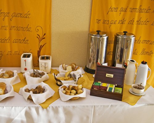 An indoor buffet area.