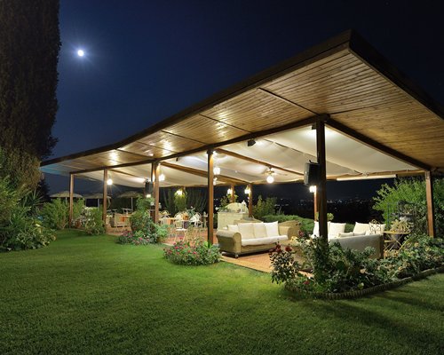 An outdoor lounge area.