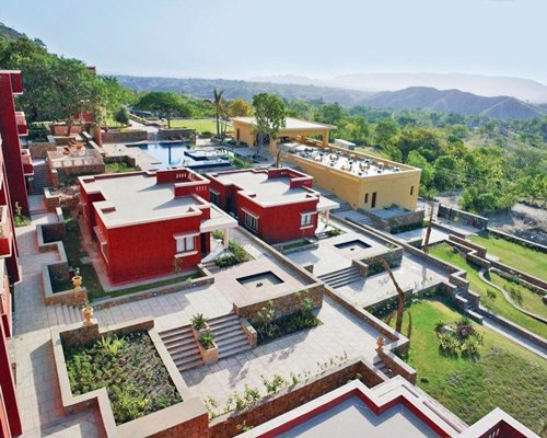 An aerial view of the resort property.