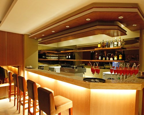 A well stocked indoor bar.