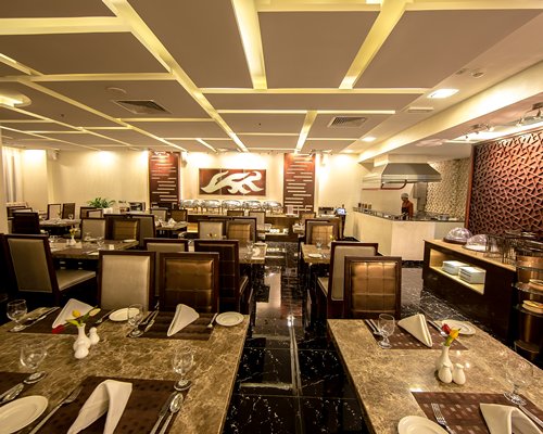 An indoor fine dining restaurant at the resort.