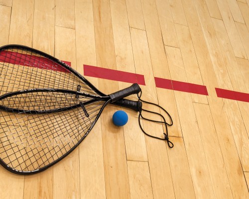 VIEW OF RACQUET BATS AND BALL.
