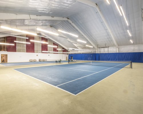 An indoor tennis court.