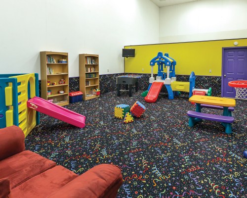 AN INDOOR RECREATION ROOM FOR KIDS.